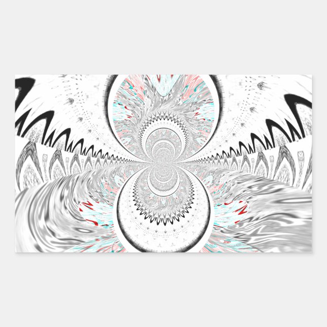 Grayscale Kaleidoscope Art Print Rectangular Sticker (Front)