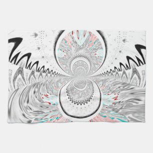 Grayscale Kaleidoscope Art Print Tea Towel