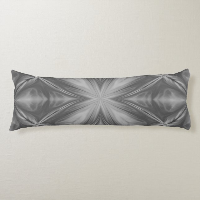 Grayscale Monochrome Cloudy Grey Abstract Pattern Body Cushion (Front)
