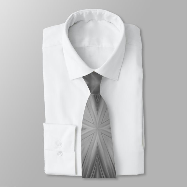 Grayscale Monochrome Cloudy Pattern Design Tie (Tied)