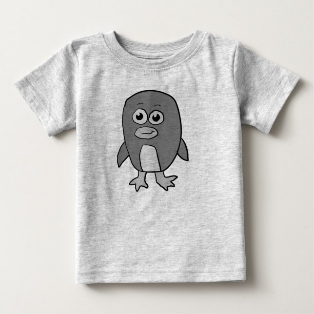 Grayscale Penguin Baby T-Shirt (Front)