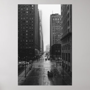 GRAYSCALE PHOTO OF CITY STREET POSTER
