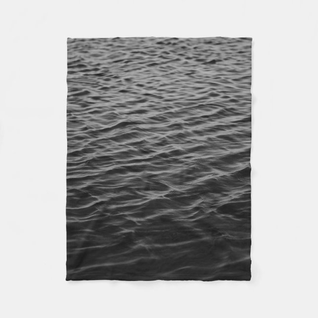 Grayscale photo of sea fleece blanket (Front)