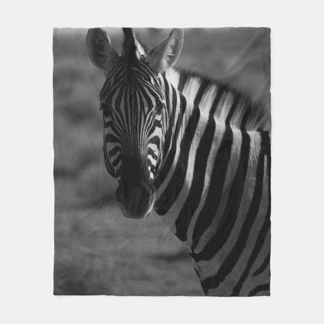 GRAYSCALE PHOTO OF ZEBRA FLEECE BLANKET (Front)