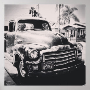 GRAYSCALE PHOTOGRAPHY OF CAR POSTER