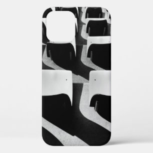 Grayscale photography of chairs with no people iPhone 12 case