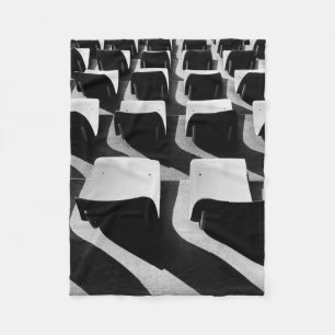 Grayscale photography of chairs with no people fleece blanket
