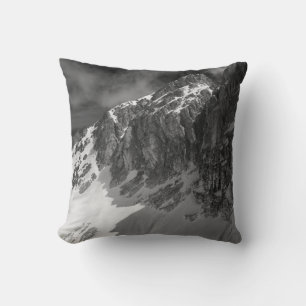 GRAYSCALE PHOTOGRAPHY OF MOUNTAIN CUSHION