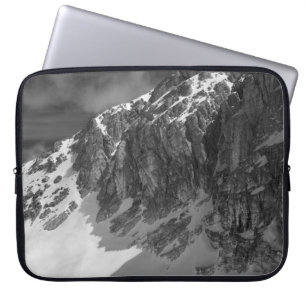 GRAYSCALE PHOTOGRAPHY OF MOUNTAIN LAPTOP SLEEVE