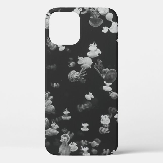 GRAYSCALE PHOTOGRAPHY OF SHOAL OF JELLYFISH Case-Mate iPhone CASE (Back)