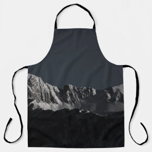 GRAYSCALE PHOTOGRAPHY OF SNOW MOUNTAIN APRON