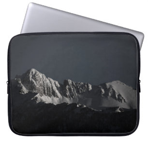 GRAYSCALE PHOTOGRAPHY OF SNOW MOUNTAIN LAPTOP SLEEVE