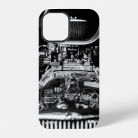 GRAYSCALE PHOTOGRAPHY OF VINTAGE CAR ENGINE