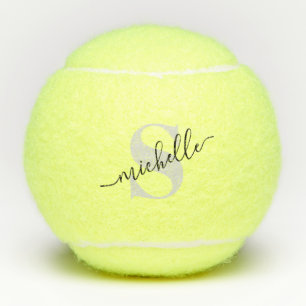 Grayscale Script Modern Monogram Personalised Tennis Balls