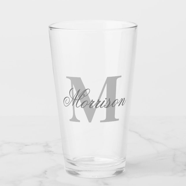 Grayscale Scripted Monogram Glass (Front)