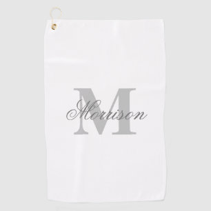 Grayscale Scripted Monogram Golf Towel