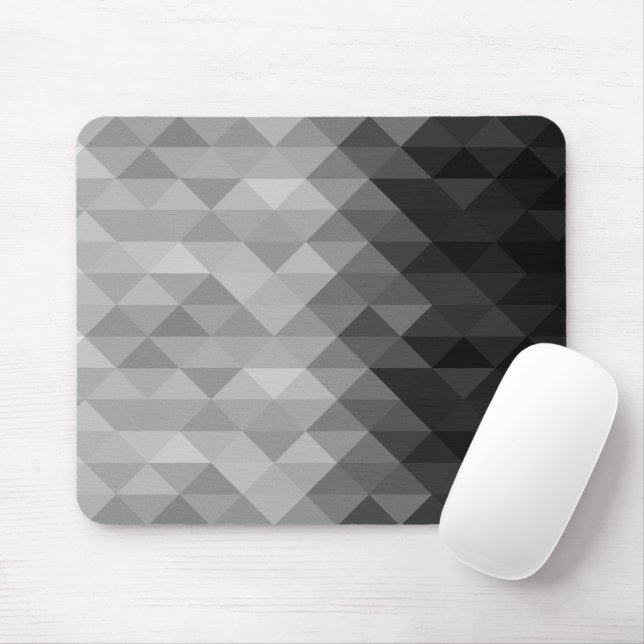 Grayscale triangle geometric squares pattern Greys Mouse Mat (With Mouse)