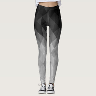 Grayscale triangle geometric squares pattern leggings