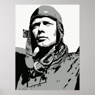 Grayscale vector art: Charles Lindbergh (18"x 24") Poster