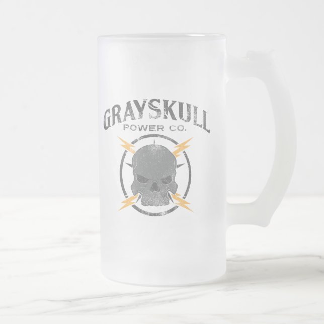 Grayskull Power Co. Frosted Glass Beer Mug (Right)