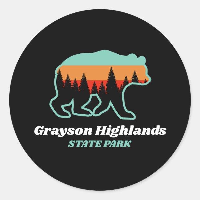 Grayson Highlands State Park Virginia VA Bear  Classic Round Sticker (Front)