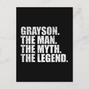 Grayson name, Grayson The Man The Myth The Legend Postcard