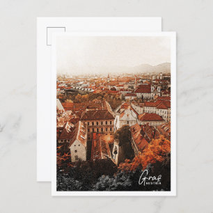 Graz Austria Beautiful Color Pencil Landscape Postcard
