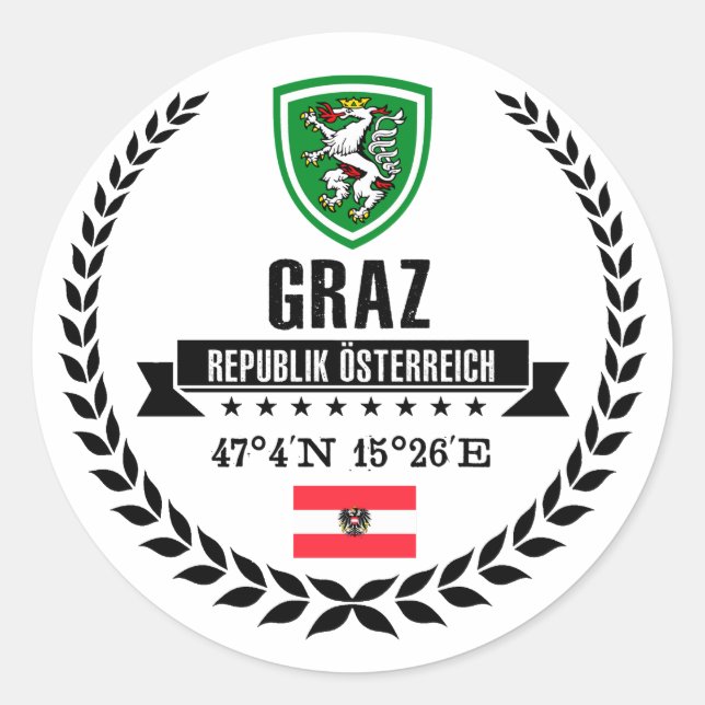 Graz Classic Round Sticker (Front)
