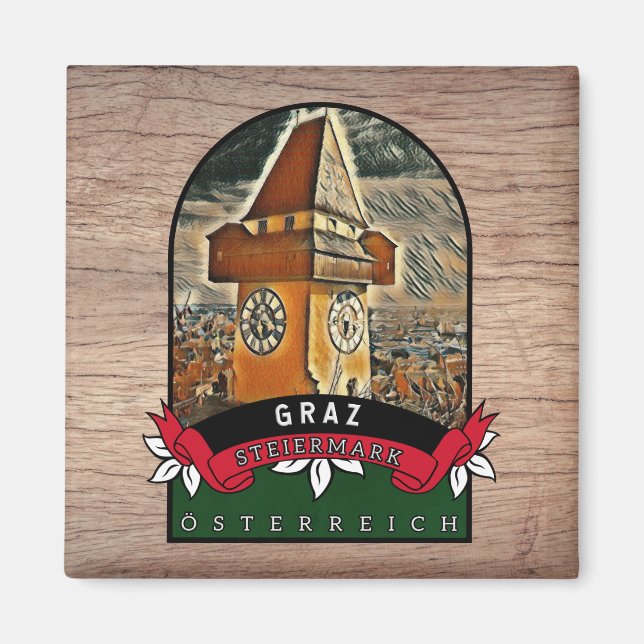 Graz Steiermark  Österreich Souvenir Küchen Magnet (Front)