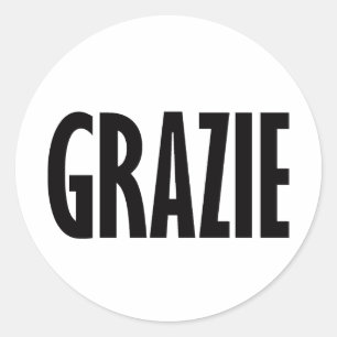 Grazie Black Classic Round Sticker
