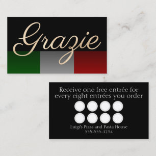 Grazie Black Italian Restaurant Loyalty Card