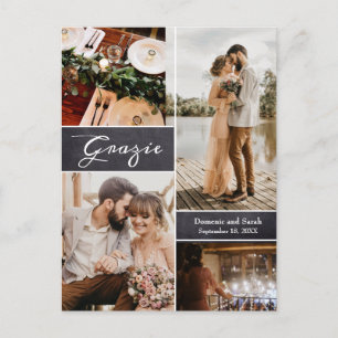 Grazie Custom Photo Collage Chalkboard Announcement Postcard