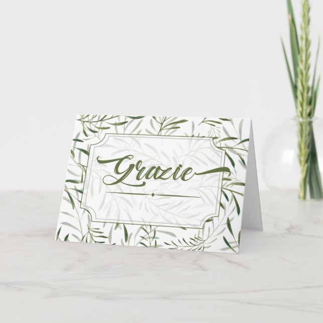 Grazie Italian Thank You Botanical Sage Green (Front)
