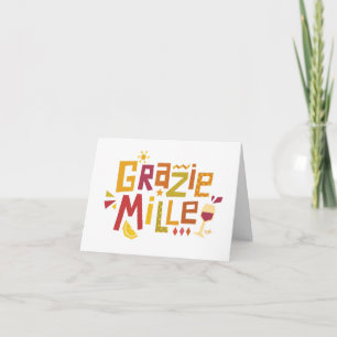 'Grazie mille' a thousand thanks greetings card