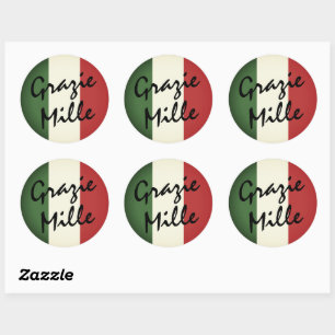 Grazie Mille Italian Round Label Stickers