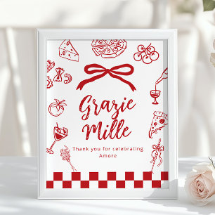 Grazie Mille Thank you for coming Favors Italian Poster