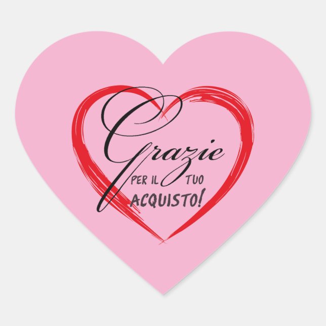 Grazie per il tuo acquisto!  heart sticker (Front)