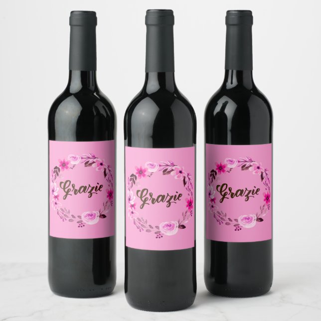 Grazie Rehearsal Reception Wedding Shower Giveaway Wine Label (Bottles)