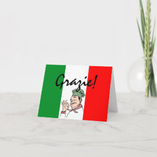 Grazie Thanks Italian Chef on Italy Flag Thank You Card