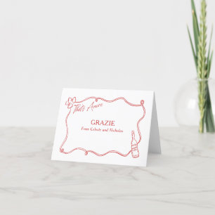 Grazie That's Amore Italian Hand Drawn Wedding Thank You Card