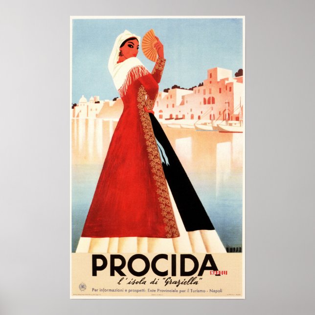 GRAZIELLA PROCIDA NAPOLI Travel Art Vintage Italy Poster (Front)
