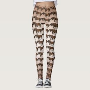 Grazing Brown Horses Animal Leggings