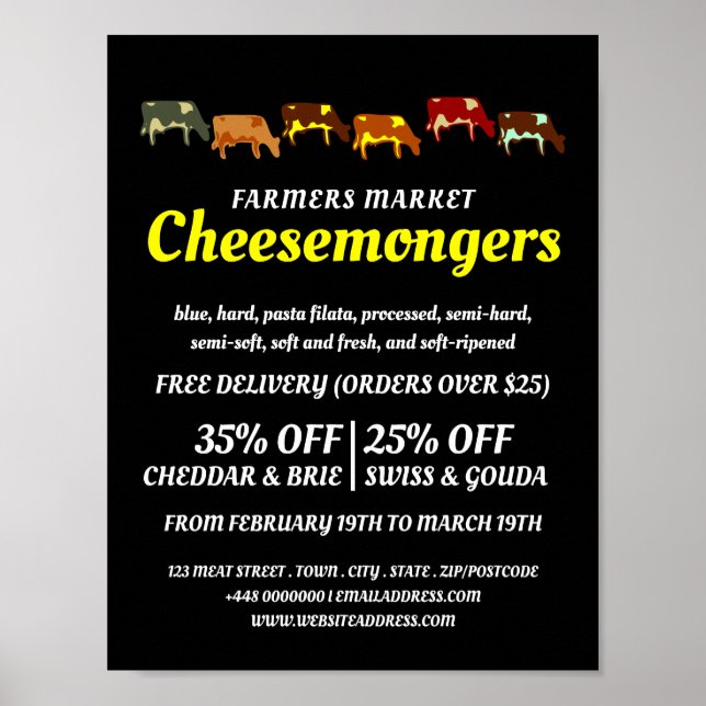 Grazing Cows, Cheesemonger Advertising Poster (Front)