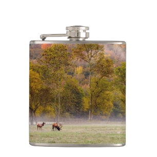 Grazing Elk Couple Flask