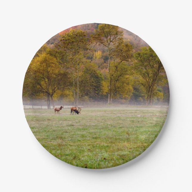 Grazing Elk Couple Paper Plates (Front)