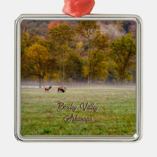 Grazing Elk Couple Premium Square Ornament