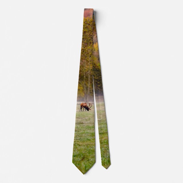 Grazing Elk Couple Tie (Front)