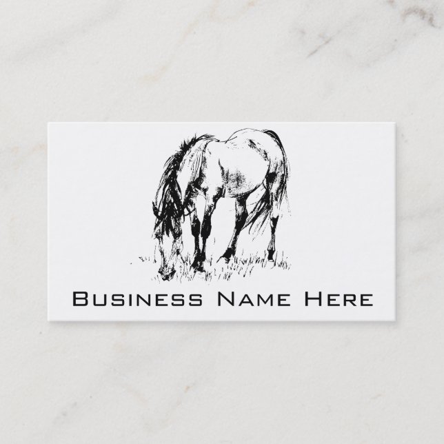 Grazing Horse Illustration Business Card (Front)
