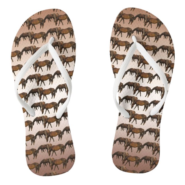 Grazing Horses Animal Flip Flops (Footbed)