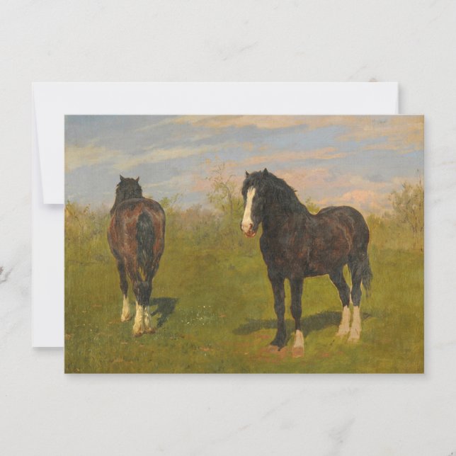 Grazing Horses (by Rosa Bonheur) Card (Front)